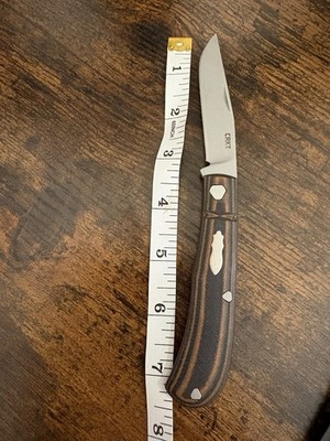 CRKT 7100 Rogers Design Pocketknife Brown Micarta Handle Clip Point Plain Edge  