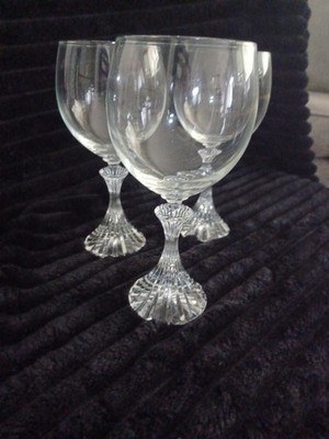 Art Deco Mikasa The Ritz Water Wine Glass Crystal Ribbed Base, Set of 3 Wedding