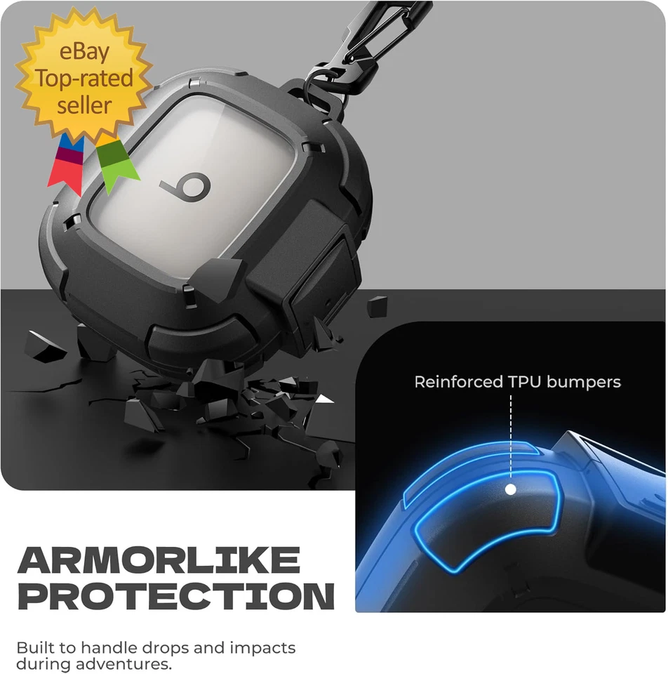 Funda para Beats Powerbeats Pro 2 con bloqueo a prueba de caídas, parachoques resistente a prueba de golpes C Foto 4 de 4