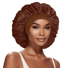 Extra Large Satin Bonnet Hair Cap, 17inches Silk Bonnet for Sleeping Jumbo Sil