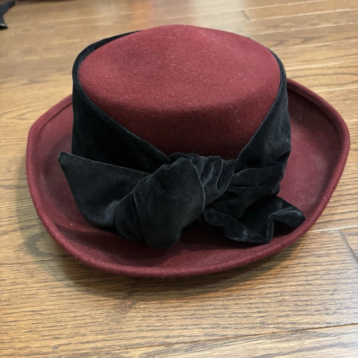 Vintage J. Peterman Size Large Rolled Brim Faux Fur Wool Bucket Hat Brown Francesca Wool Bucket Hat in Brown: FurHatWorld.com main image 4
