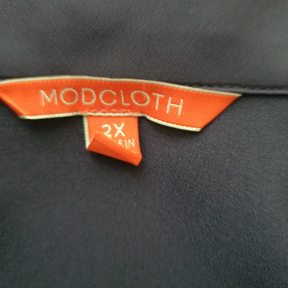 Modcloth Blue Blouse Top Size 2XL Black Lace Accent  - Image 2 of 4