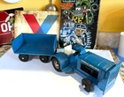 LOOK! Vintage (1962) Tonka blue Airport Tug w/trailer, good condition!-WQW!
