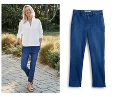 Frank  Eileen Wicklow Italian Denim Crop Chinos Womens 8 Blue Pants Raw Hem