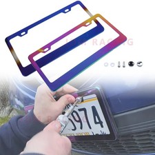 Rainbow Stainless Steel License Plate Frame – Universal Mirror Polish Plate