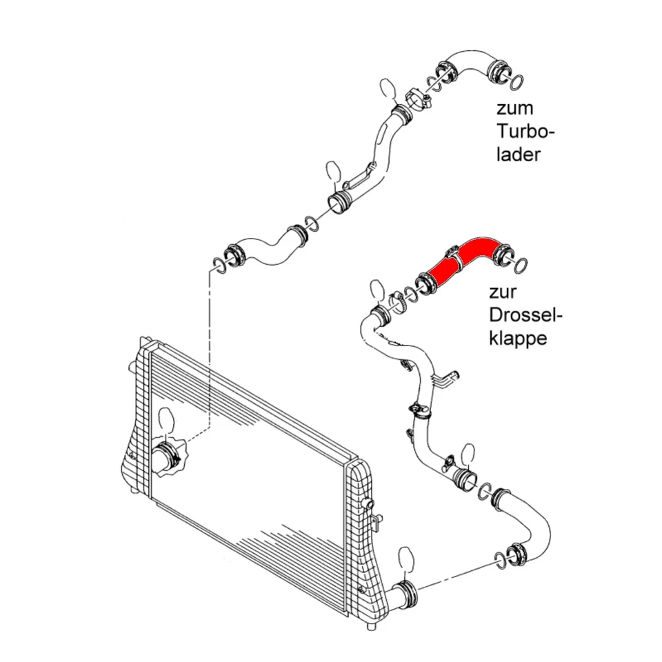 Ladeluftschlauch oben zur Drosselklappe für 1.9 TDI VW Golf 5 Passat 3C Touran - Bild 2 von 2