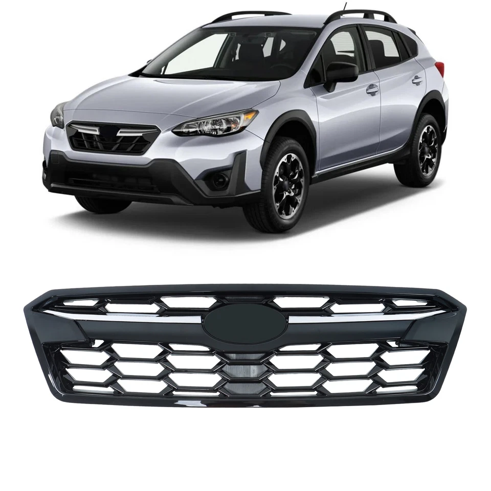 Conjunto de rejilla superior delantera para Subaru Crosstrek 2018-2020 plástico negro brillante Foto 3 de 4