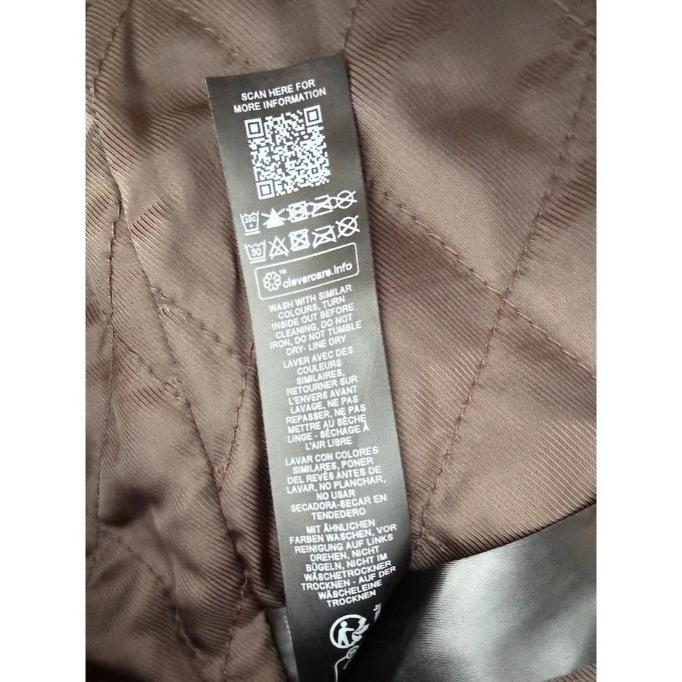 Topman Mens Dark Brown Faux Vegan Leather Trucker Jacket Size S Quilted Lined - product detail image 11
