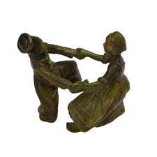 Antique Austrian Vienna Style Cold Painted Bronze Dutch Man Woman Dancing 2”￼