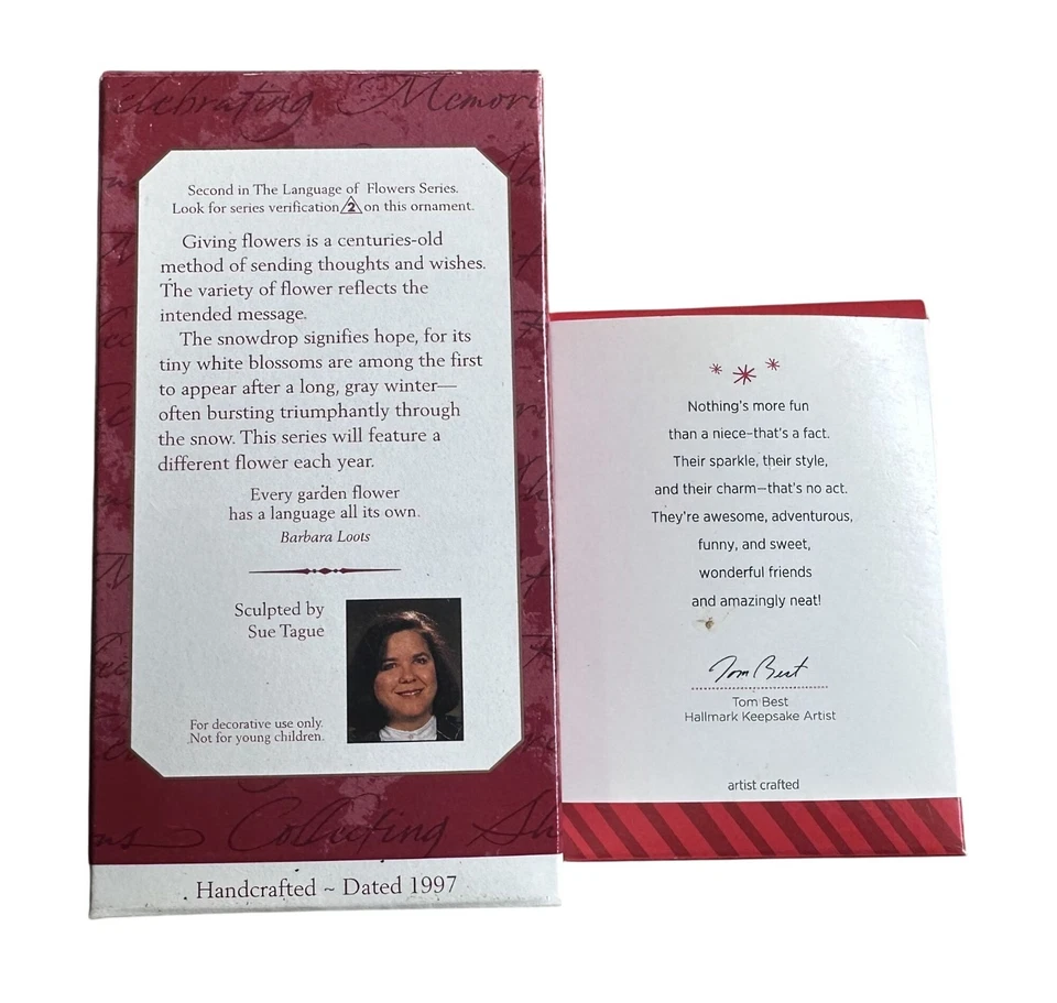 Vtg Hallmark Christmas Ornaments Snowdrop Angel 1997 & One Fun Niece 2014 — 第 4/4 张图片