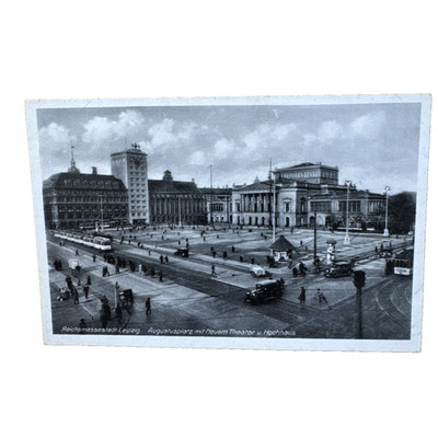 Postkarte Leipzig Augustusplatz Neues Theater Hochhaus Straßenbahn Ansichtskarte