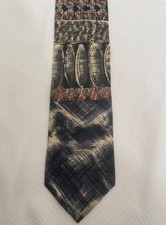 Van Heusen for Classic Collection Modern Striped Silk Necktie Blue Gray Ivory