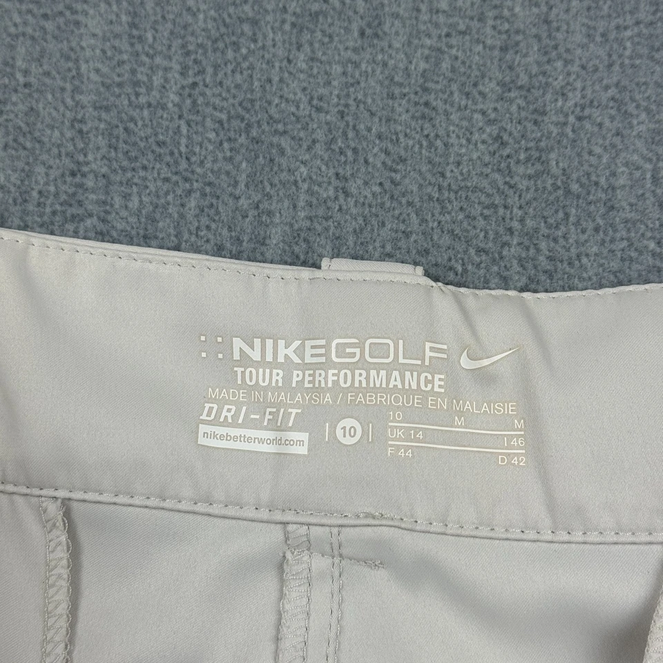 Pantalones Cortos de Golf Nike Para Mujer 10 Beige Dri Fit Tour Performance 12" Elastizados Carga Foto 3 de 4