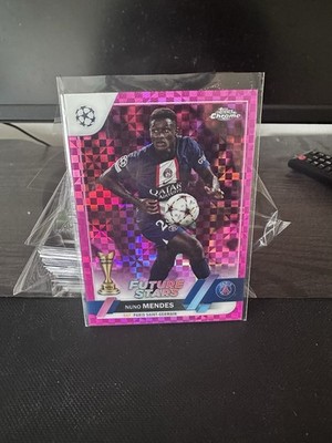 2022-23 Topps Chrome UEFA Nuno Mendes Pink #/250 ERROR CARD WRONG BACK READ