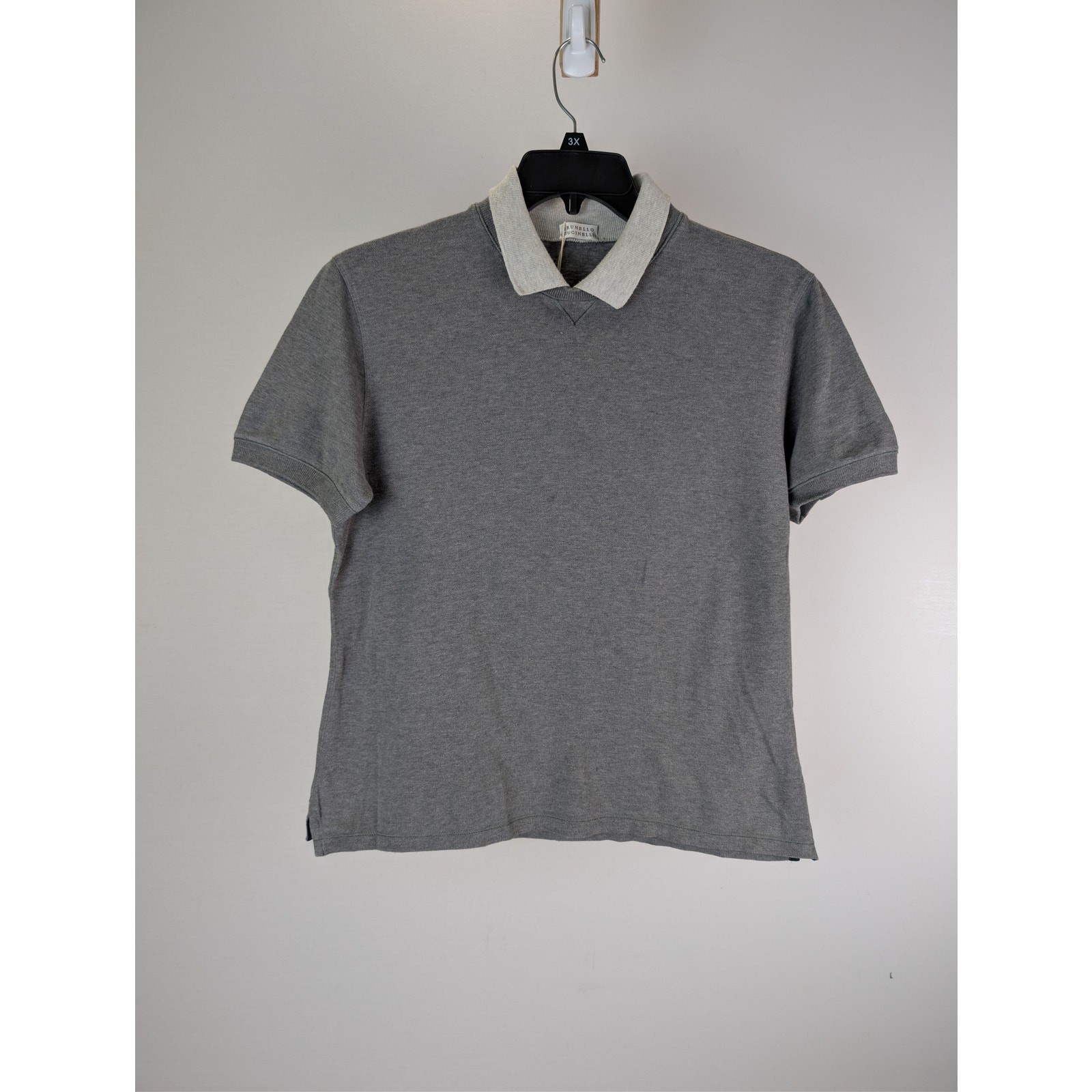 Brunello Cucinello CC20 grey cotton polo shirt with a white collar Used Medium image 8