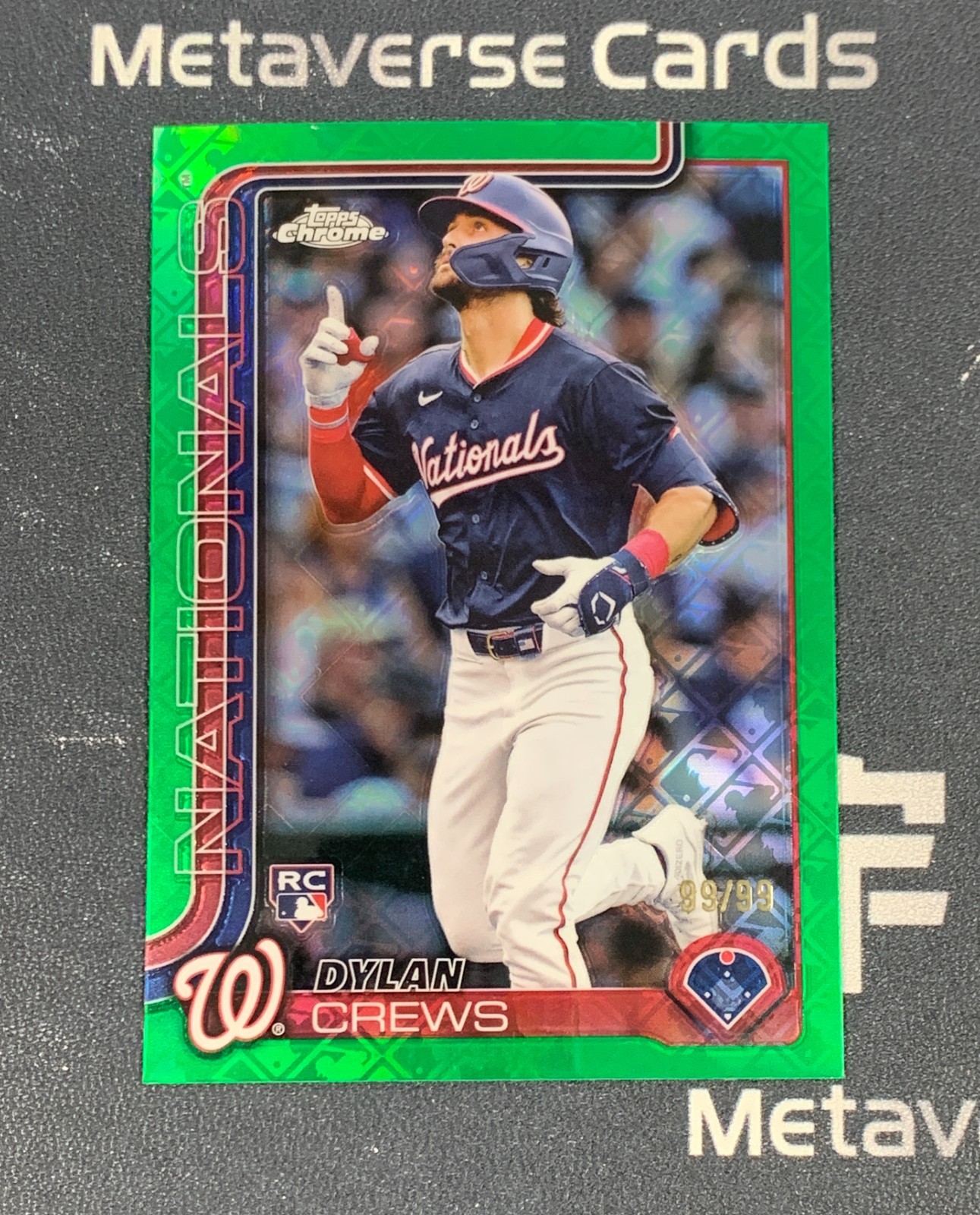 2025 Topps Chrome LogoFractor #146 Dylan Crews Green Refractor RC 99/99 1/1