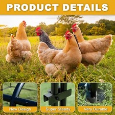 Walk-in Metal Chicken Coop 6.6x9.8x6.6ft Poultry Cage Hen House w/Cover Large
