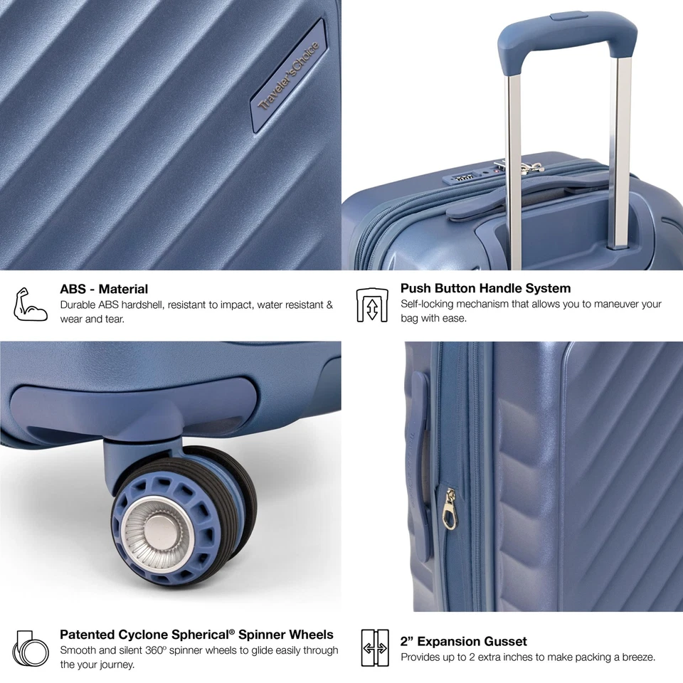 Набор расширяемых чемоданов-спиннеров Elm, матовый темно-синий, ручная кладь 21 дюйм - Изображение 3 из 4