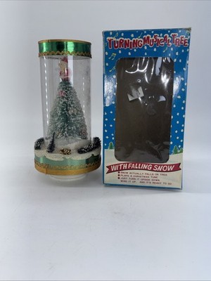 Vintage Animated Turning Musical Christmas Tree (Jingle Bells) Falling Snow