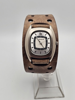Unique 2000s Vestal ''Kettle'' Analog Womens Watch Mocha Brown Leather Cuff Strap