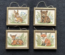 Woodland Baby Animal Original Hand painted Nursery Art/Decor.Bear,Fox,deer,Bunny