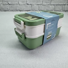 Crofton Bento Box 2-Tier Meal Prep Lunch Box with Fork Spoon Knife Set