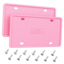 Silicone License Plate Frames, License Plate Holder for US CA Cars, Pink 2 Pack