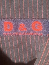 D&G Dolce & Gabbana Men's Black/Red Pinstripe Slim Dress Shirt M 32/33 Italy