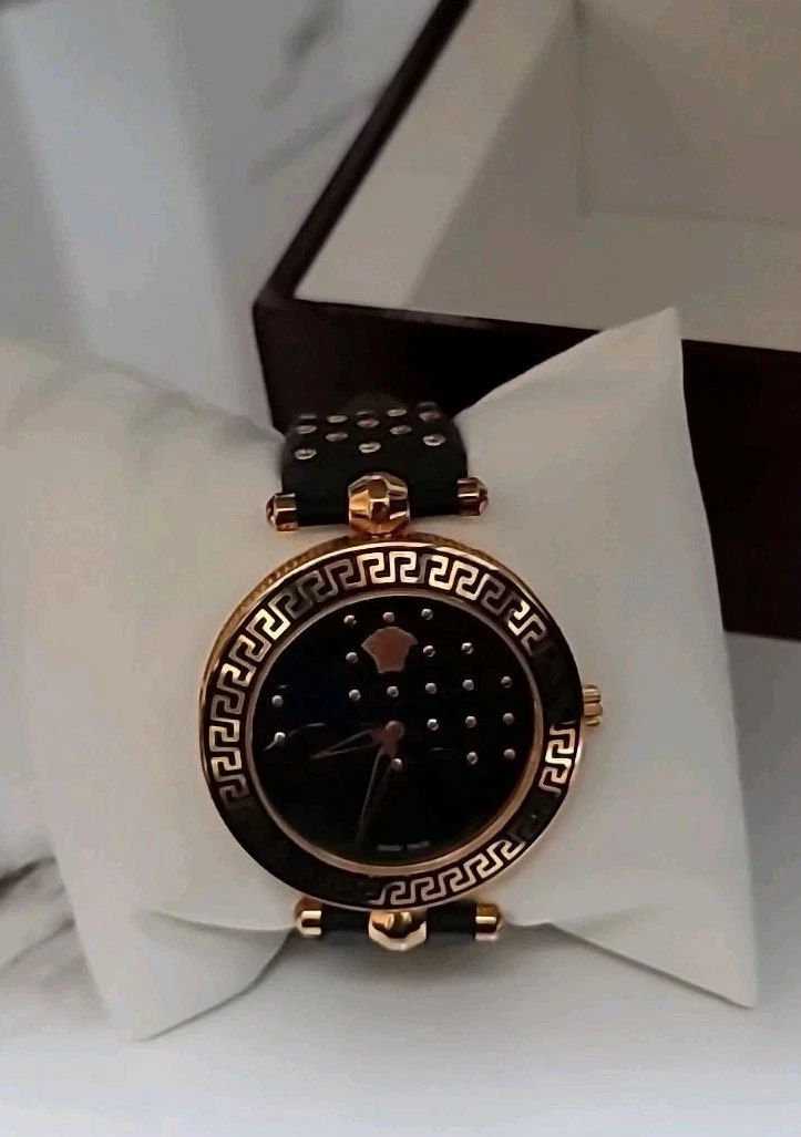 Orologio Versace originale. VERSACE VK7 quadrante smaltato nero cassa oro giallo 30 mm