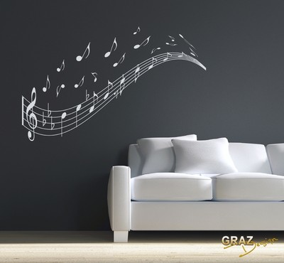 GRAZDesign Wandtattoo Musik – Notenschlüssel & Noten, 89x57 Cm, Selbstklebend, Mint, Für Wohnzimmer & Musikraum