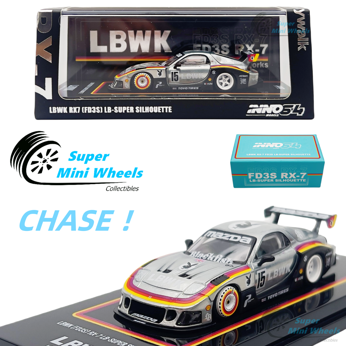 CHASE ! INNO64 1:64 LBWK Mazda RX7 FD3S LB-Super Silhouette CHASE ! INNO64 1:64 LBWK Mazda RX7 FD3S LB-Super Silhouette