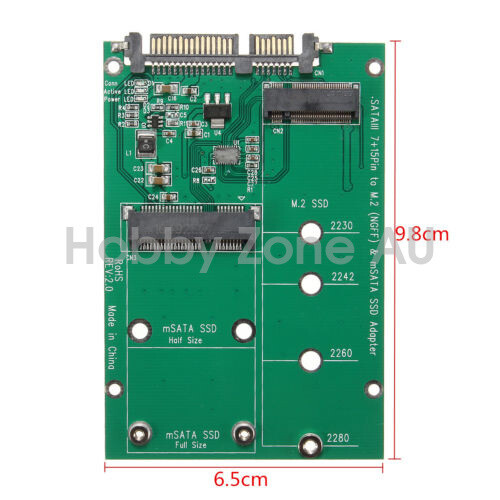 mSATA SSD or M.2 NGFF B/B+M KEY SSD to SATA III 7+15 Pin Adapter Converter Card - Picture 6 of 7