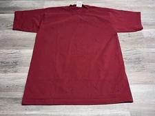 Vintage Blank Maroon Red T-Shirt Mens L Y2K 90s Made USA Heavyweight