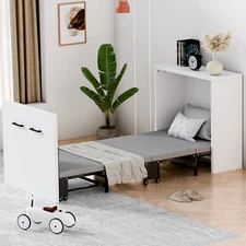 Murphy Bed w/ Mattress 4 Folded Bed Murphy Cabinet Bed for Guest Office 75"x29"