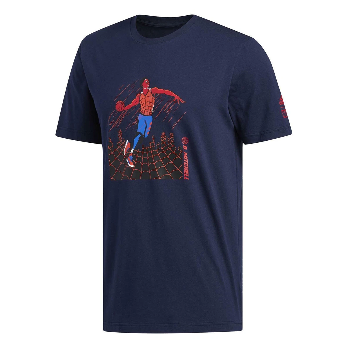 adidas MEN S MARVEL DONOVAN MITCHELL SPIDER MAN T SHIRT TEE NAVY UTAH JAZZ BNWT
