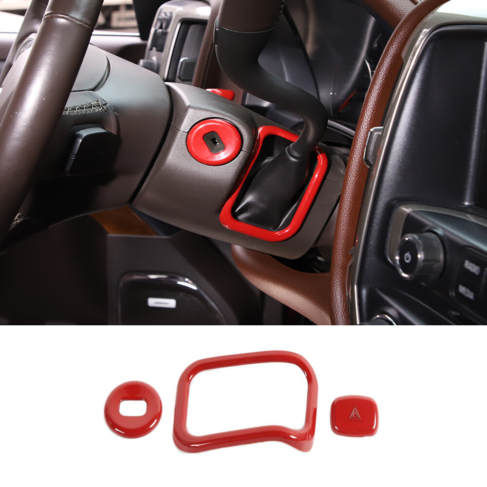 Shift/Emergency light/Start keyhole Cover Trim For Chevy Silverado 2014-2018 Red