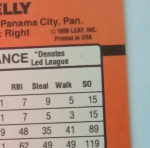 1990 DONRUSS ERROR A PINK DOT ON THE HELMET CARD #192 ROBERTO KELLY YANKEES - Image 4 of 4