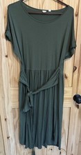 Women’s Junior’s Size Medium GAP Dress Olive Green Short Sleeves Belt Round Neck