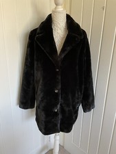 Ladies Oakwood Black Faux Fur Coat Uk Size Xl Bnwt