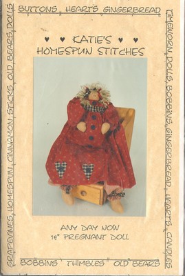 Primitive Katie's Homespun Stitches Any Day Now 19'' Pregnant Doll Craft Pattern