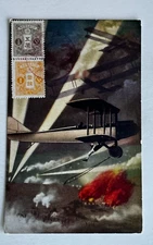 Vtg 1928 Japan Japanese Military Aircraft Postcard Air Battle War airplane art