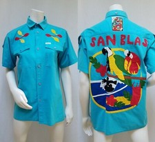 Vintage HAND APPLIQUE San Blas Turquoise Shirt - Purcell - Size M/L