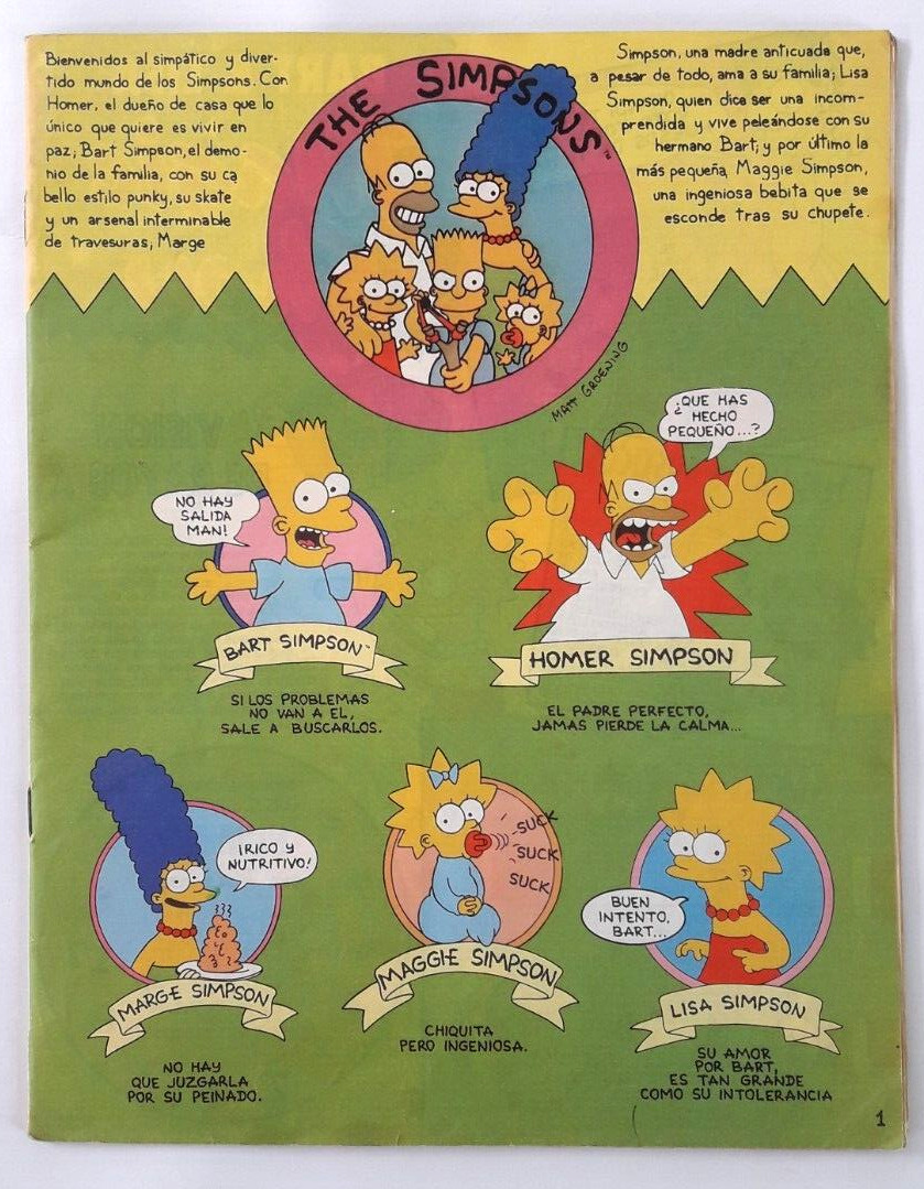 1992 Cromy Argentina The Simpsons Sticker Album Rare in Spanish Bart-Homer Read