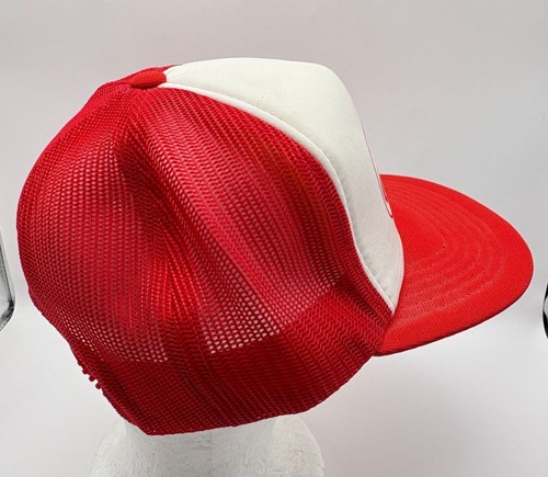 Vintage Carnation Snapback Trucker Hat Red 80s Mesh Back Adjustable Flowers - Picture 4 of 12