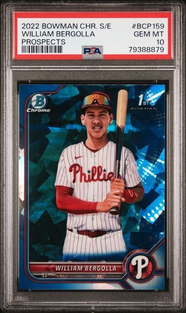 2022 Bowman Chrome Sapphire William Bergolla Prospect #BCP-159 Phillies PSA 10