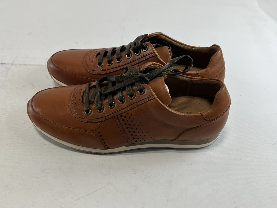 Мужские Bacco Bucci Meyer коньяк коричневый кожаный Athletic туфли кроссовки 9,5 D новый - Изображение 2 из 4