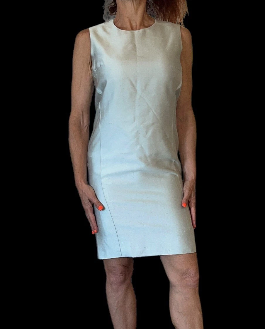 ABITO TUBINO SMANICATO SETA BLU GHIACCIO DONNA MICHAEL KORS MADE IN ITALY 6 8