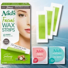 Nads Facial Wax Strips - Hypoallergenic All Skin Types - Facial Hair Removal
