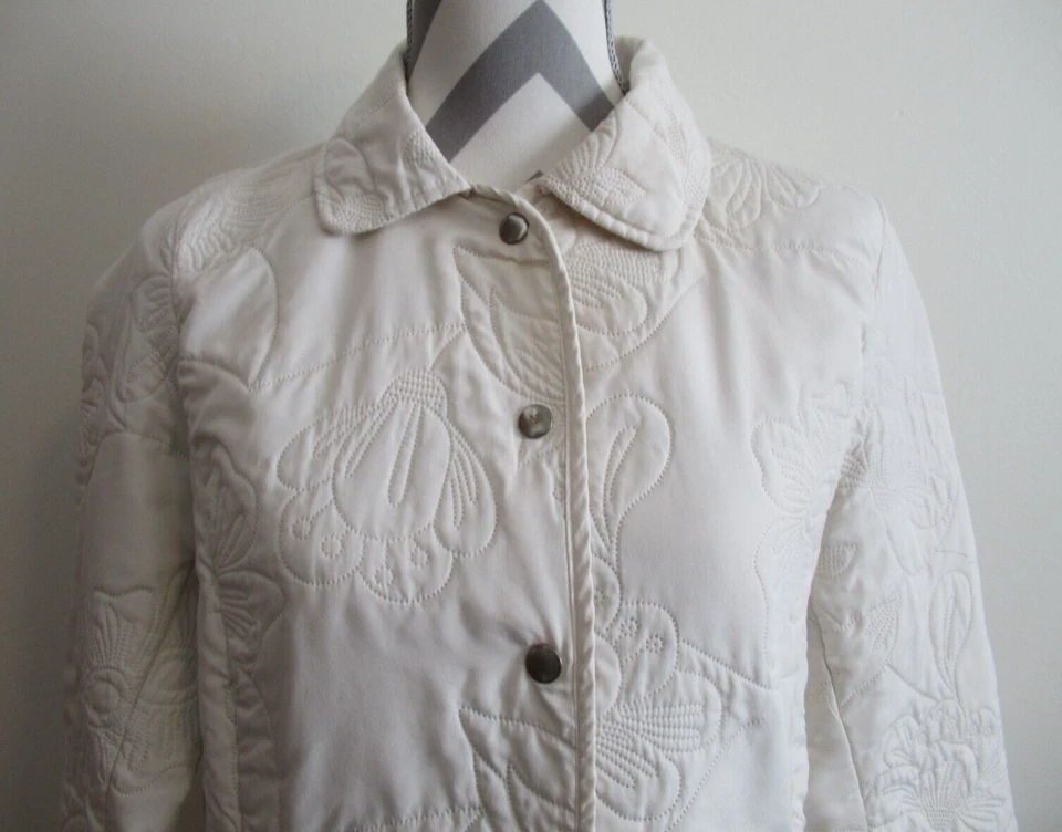 Chaqueta acolchada para mujer Lemon Grass Studio 4238 marfil floral talla S Foto 2 de 4