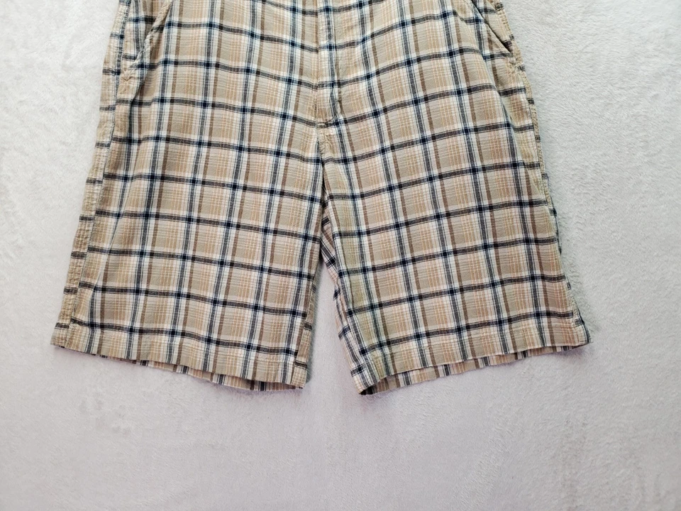 Pantalones Cortos Junction West Para Hombre Talla 36 Tostados A Cuadros 100% Algodón Bolsillos Cortados Frente Plano Foto 4 de 4